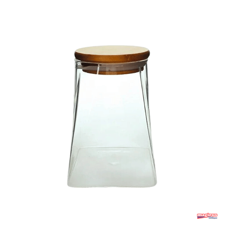 POTE DE VIDRO BOROSSILICATO SCALENE TAMPA BAMBU 750 ml