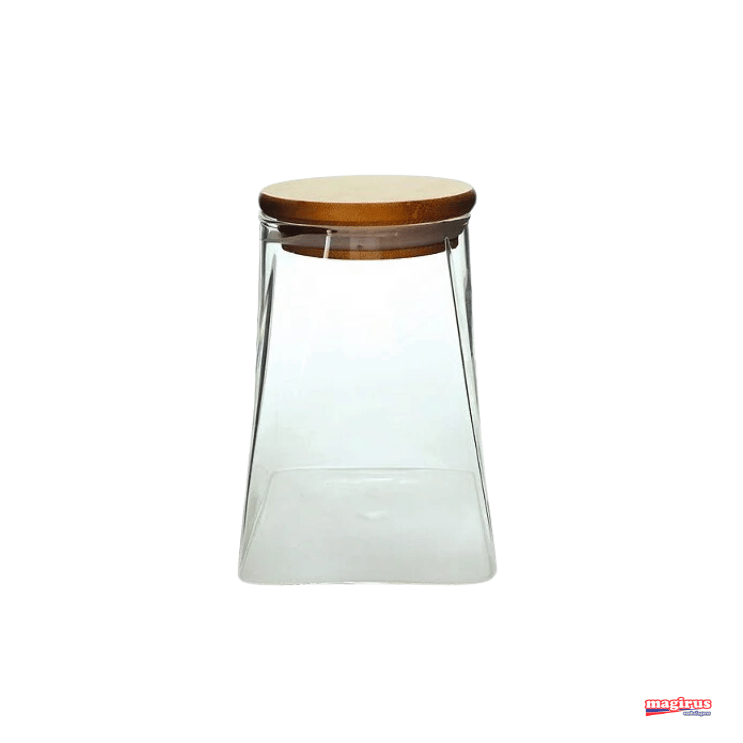 POTE DE VIDRO BOROSSILICATO SCALENE TAMPA BAMBU 560 ml