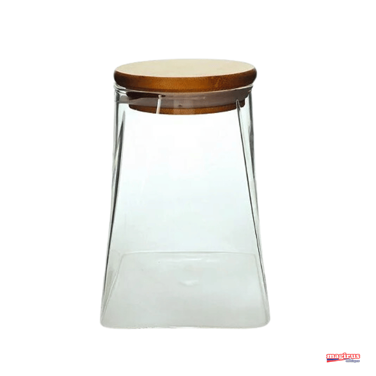 POTE DE VIDRO BOROSSILICATO SCALENE TAMPA BAMBU 940 ml