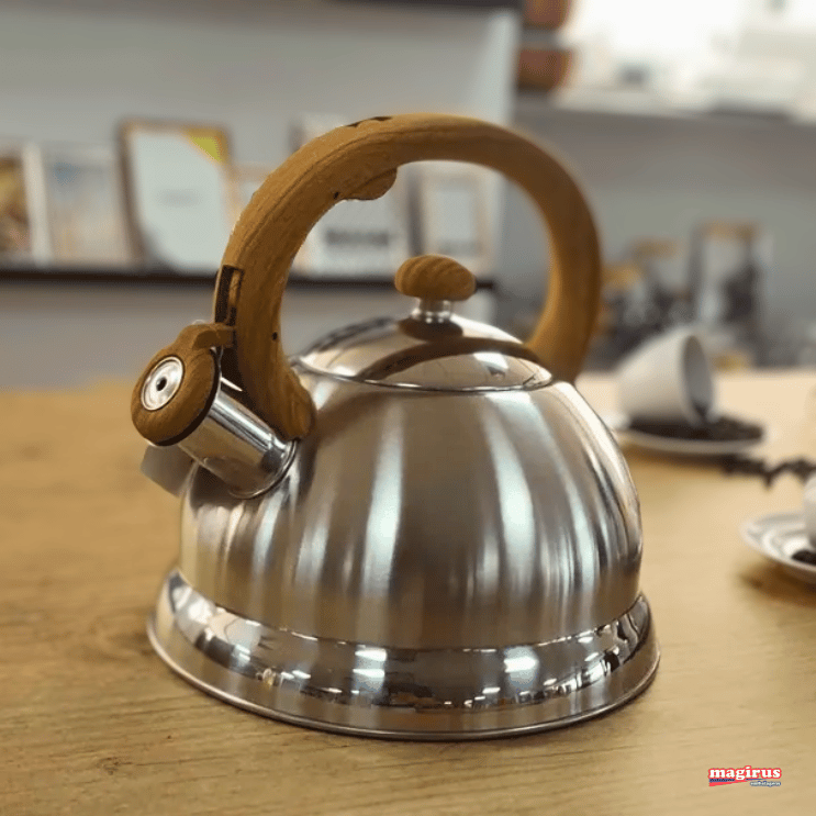 CHALEIRA INOX COM ALÇA BAMBU