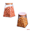 POTE DE VIDRO BOROSSILICATO SCALENE TAMPA BAMBU 940 ml