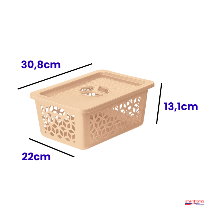 CESTO ORGANIZADOR M COM TRAMPA 5L CAPPUCCINO