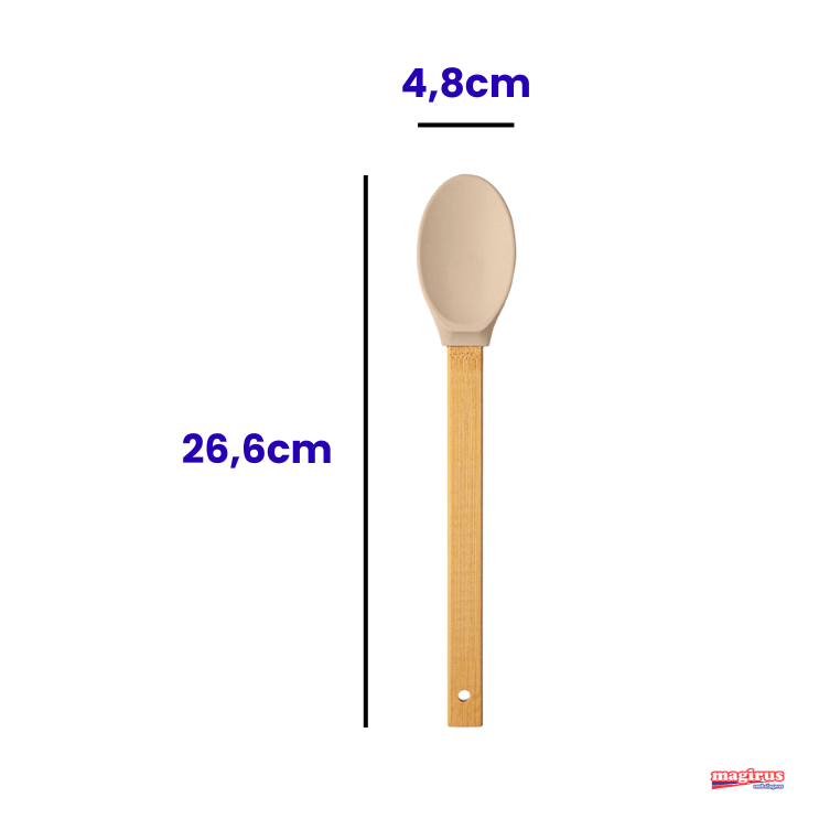 COLHER DE SILICONE CABO DE BAMBU