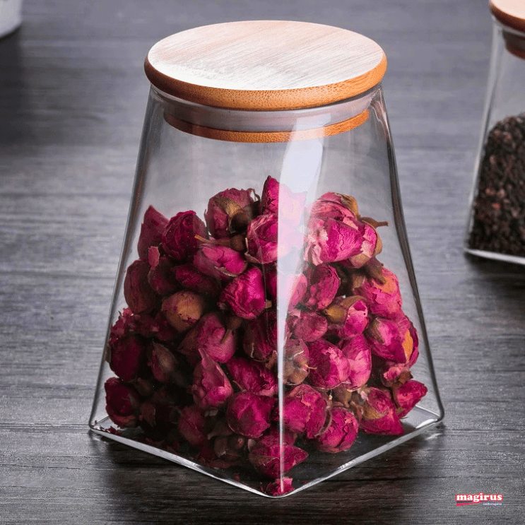 POTE DE VIDRO BOROSSILICATO SCALENE TAMPA BAMBU 750 ml