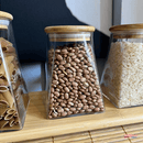 POTE DE VIDRO BOROSSILICATO SCALENE TAMPA BAMBU 940 ml